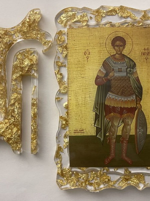 Εικόνα Αγίου Φανουρίου από υγρό γυαλί καινούργια