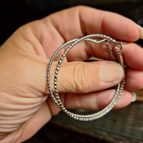 Hoop earrings new, shiny silver