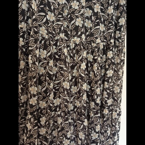 Bershka midi skirt floral with lining, black and beige