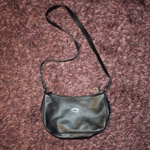 Longchamp leather black crossbody bag like new