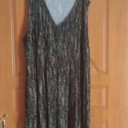 Maxi dress 3XL, cotton, comfortable, elastic, black and olive pattern