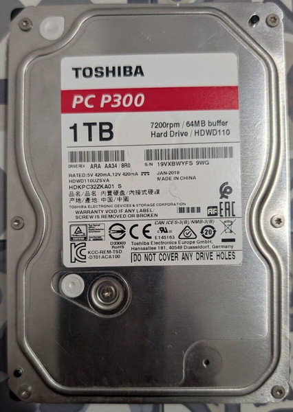 Toshiba P300 1TB HDD Σκληρός Δίσκος 3.5" SATA III 7200rpm με 64MB Cache για Desktop
