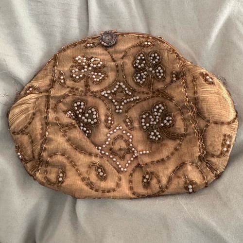 Vintage clutch handbag used gold color