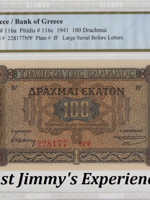 Greece 100 Drachmai 1941 banknote PCGS Choice UNC 63