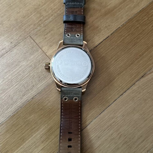 Oozoo Rose Gold Watch with Gray Leather Strap like new