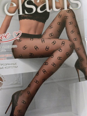 Tights with pattern new, black