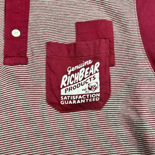 Richbear Polo Shirt Large Maroon White Striped vintage effect like new