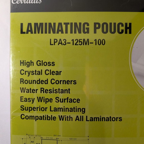 Laminating pouches A3 125 microns 100 pcs Cerratus new