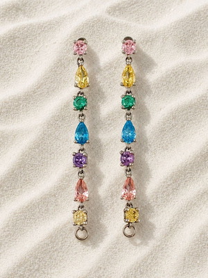 925 Silver Earrings with Multicolor Zircon Stones new