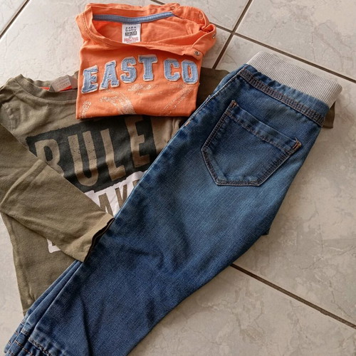 Jeans set with long-sleeve and short-sleeve shirt for boy 12-18 months like new
