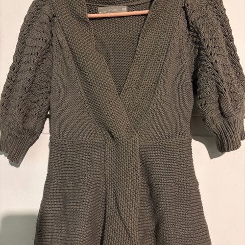 Zara knitted short-sleeve cardigan like new, khaki
