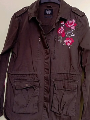 Clockhouse khaki jacket medium like new with waist drawstring