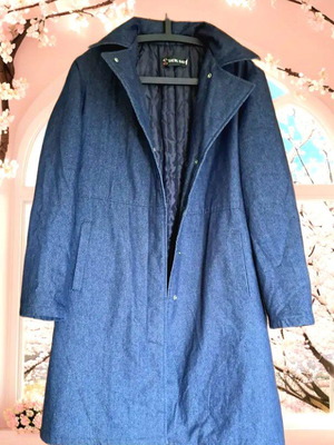 Sheng Bao denim coat like new, quilted, dark blue