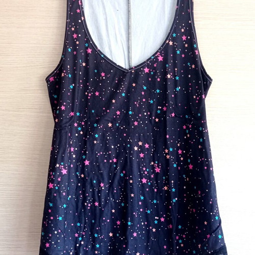 Shein black top with cutout shoulders and star print XL used