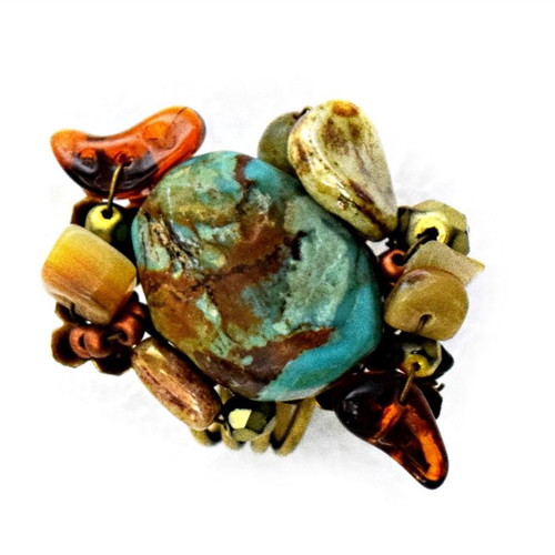 Copper ring large adjustable with turquoise stone used