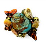 Copper ring large adjustable with turquoise stone used
