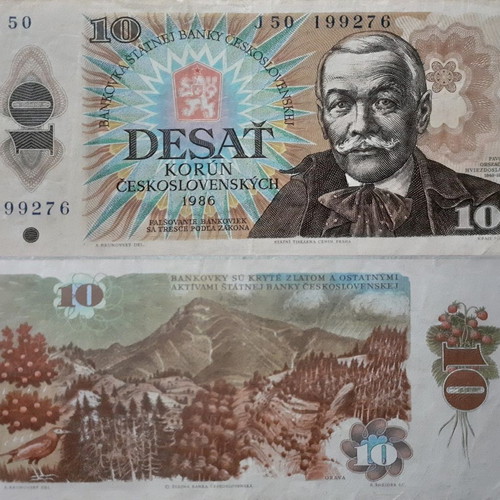 Czechoslovakia 10 Korun banknote used, 1986