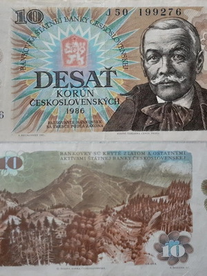 Czechoslovakia 10 Korun banknote used, 1986