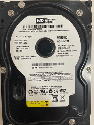 Western Digital 80GB 3.5" HDD used