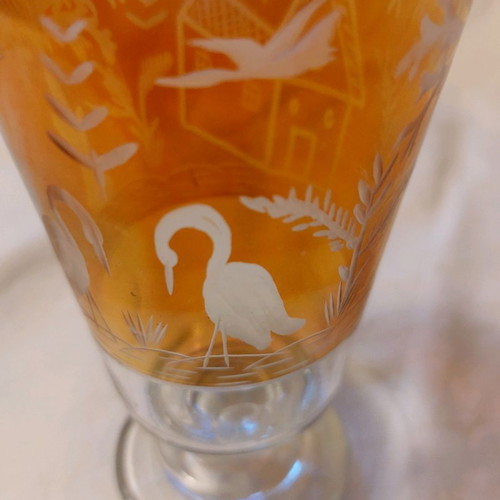 Bohemia glass used vintage amber crystal with tayé hand designs