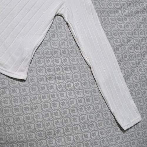 Rib white long-sleeve blouse new, size XL