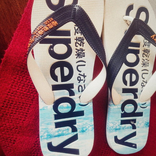 Superdry flip flops like new, size 45, white and blue