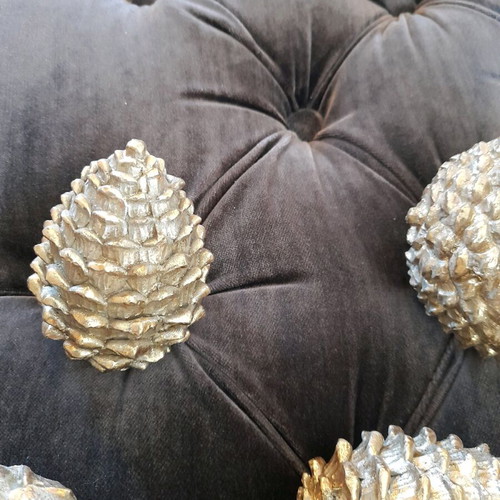 Golden decorative pine cones like new, Christmas decoration