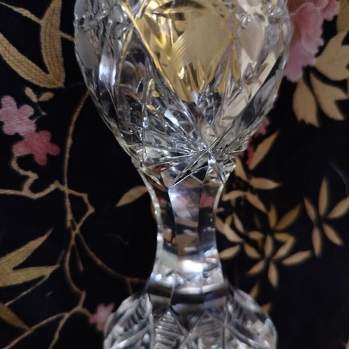 Vintage Cut Crystal Table Lighter like new, 1950s collectible