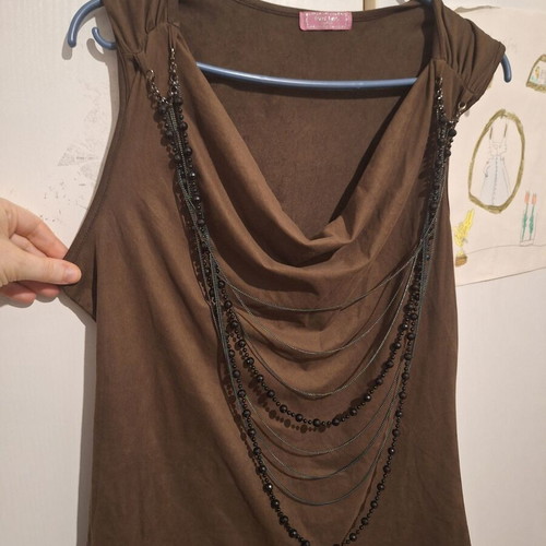 Velour Pin Up blouse like new, brown, sizes M-L