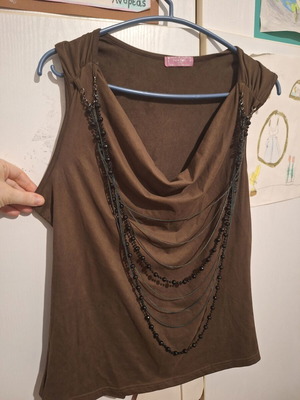 Velour Pin Up blouse like new, brown, sizes M-L