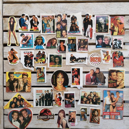 Vintage stickers of actors and singers used, pack of 43