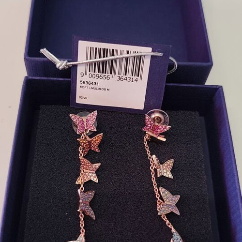 Swarovski Lilia Drop Earrings, rose gold-tone, colorful butterflies