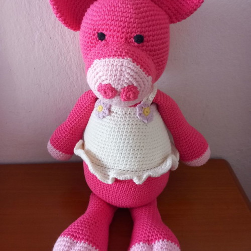 Amigurumi knitted pig handmade, new, cotton yarn
