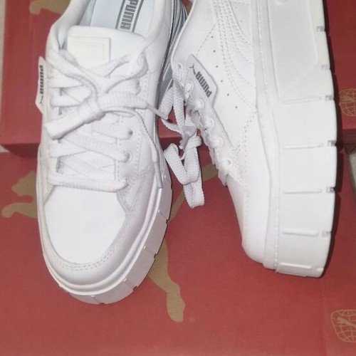 Puma Mayze Stack leather sneakers, size 38, white