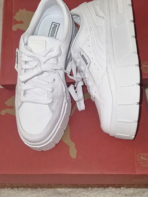 Puma Mayze Stack leather sneakers, size 38, white