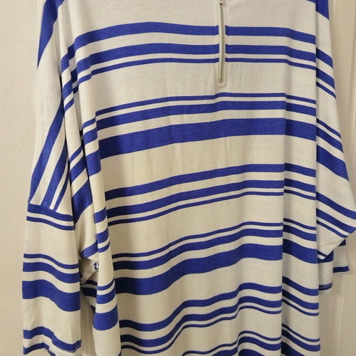 Peacocks striped blouse like new, 3/4 sleeve, white-blue, size XXXL
