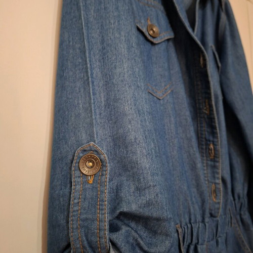 Derpouli denim dress like new with orange details, size S