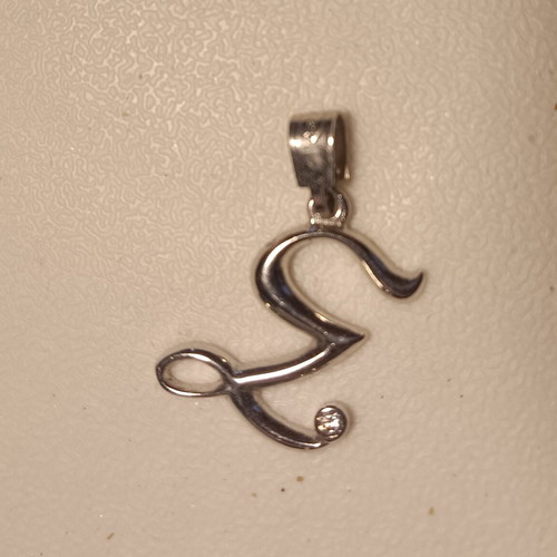 Pendant Monogram S white gold K14 with Zircon, like new