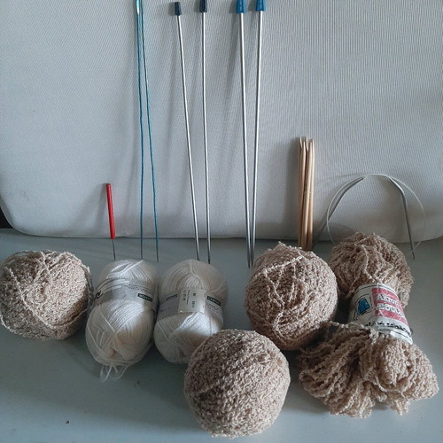 Knitting set used with needles and yarn