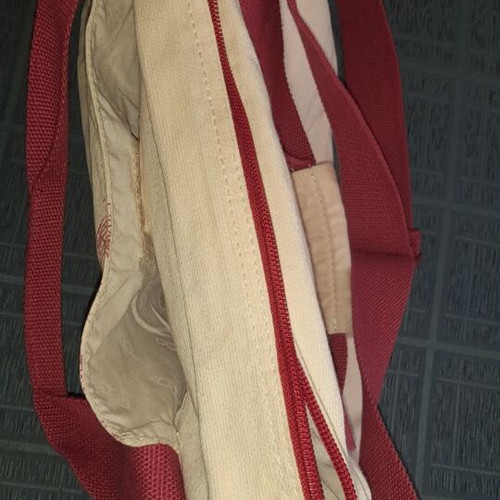 Polo shoulder bag beige with red details, new