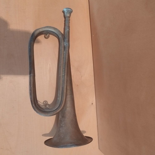Old brass wind instrument used, decorative