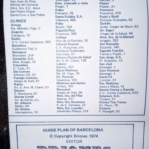 Plan Guide of Barcelona map used, foldable, 1974 edition