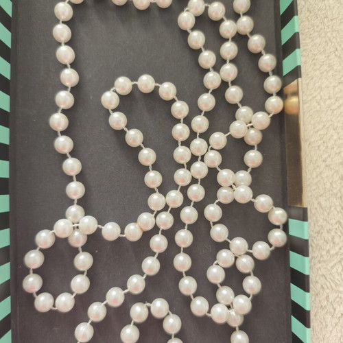 Women's double pearl necklace new, white