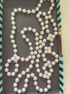 Women's double pearl necklace new, white