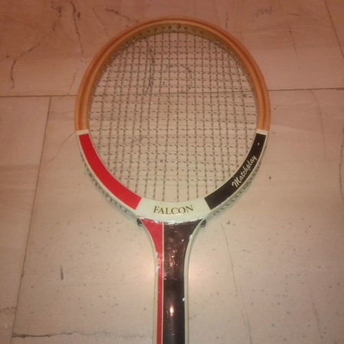 Pair of wooden Falcon vintage tennis rackets used