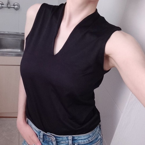 Linen sleeveless top like new, black, size S