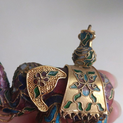 Cloisonne elephant figurine used, collectible, small
