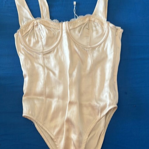 Zara bodysuit new, beige, viscose/elastane, size S