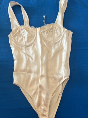 Zara bodysuit new, beige, viscose/elastane, size S