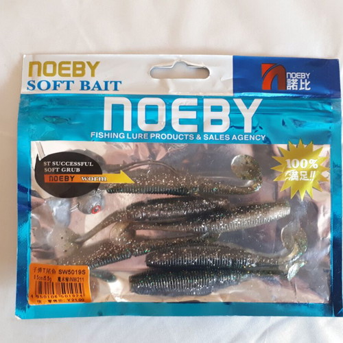 Fishing silicone lures used, 6 packs of shad and curly tail types